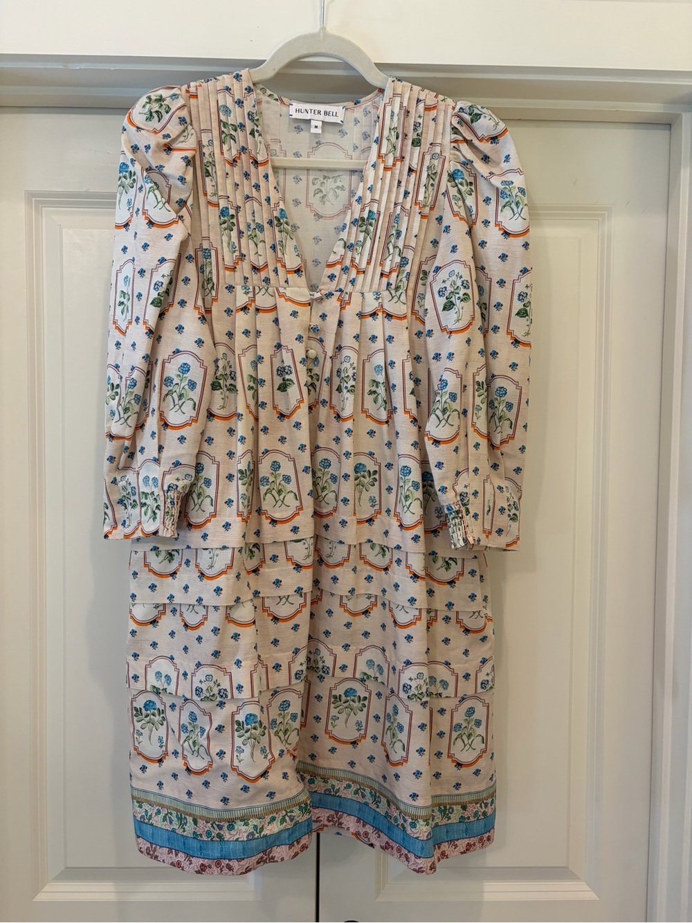 HUNTER BELL Jenkins Floral Pintuck V-Neck Tiered Dress